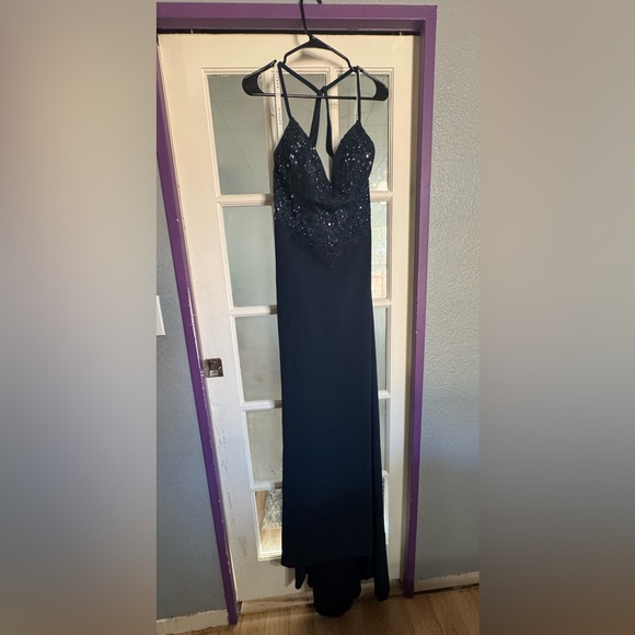 Azazie Adaly, Navy Blue dress - Picture 3 of 6